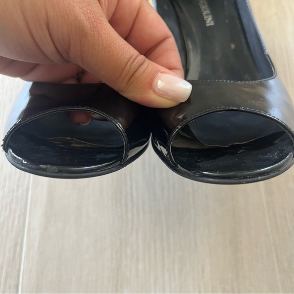 Enzo Angiolini Peep Toe Black Patent Pump Size 7 - Picture 3 of 9